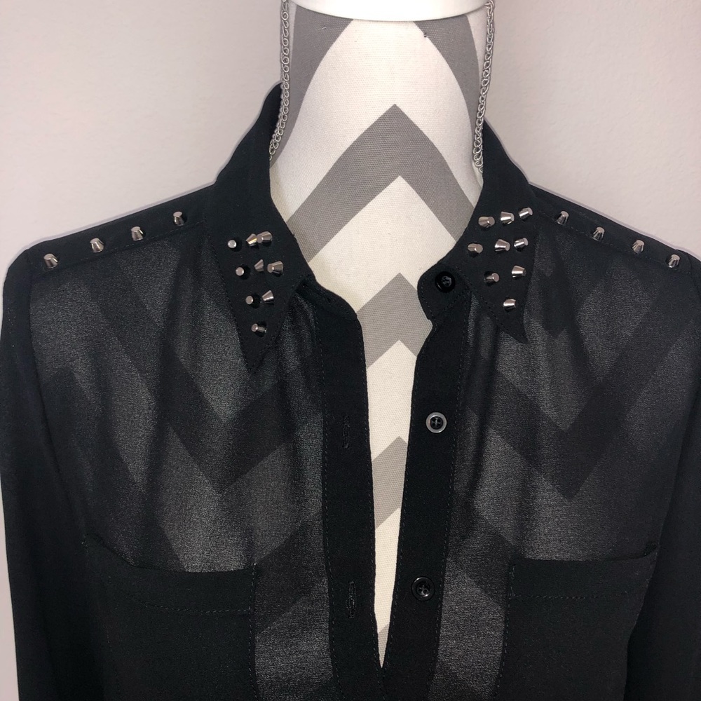 Chloe K Black Blouse with Studs